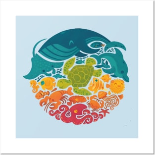 Marine Kaleidoscope: Colorful Underwater Circle Posters and Art